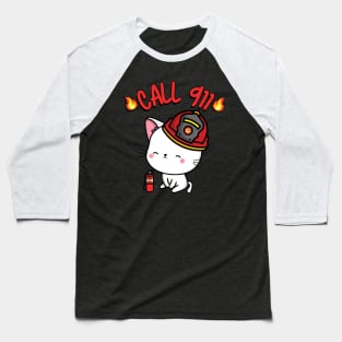 Firefighter Angora cat Baseball T-Shirt